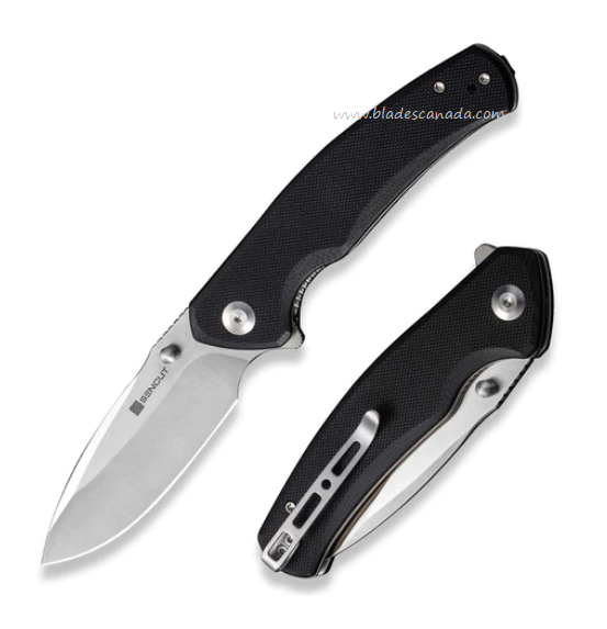 SENCUT Slashkin Flipper Folding Knife, D2 Satin, G10 Black, S20066-1