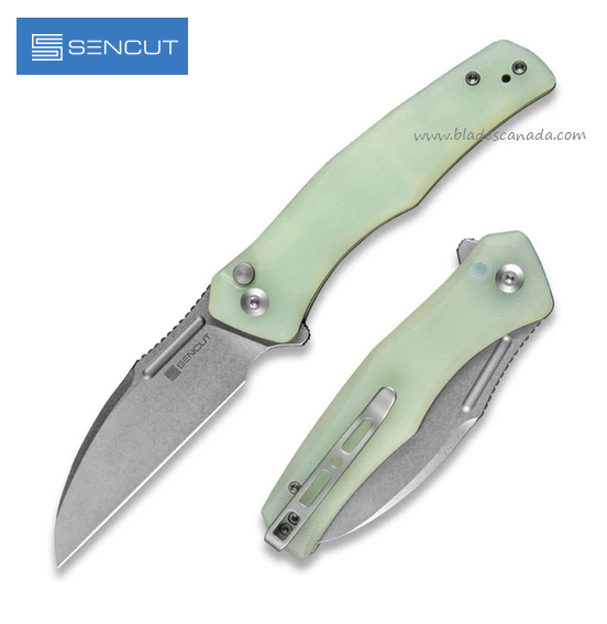 SENCUT Watagua Flipper Button Lock Knife, D2 SW, G10 Natural, S21011-3