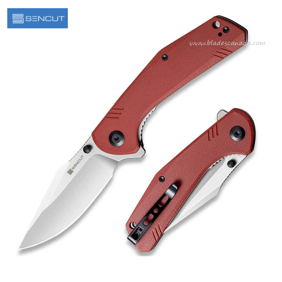 SENCUT Actium Flipper Folding Knife, D2 Satin, G10 Burgundy, SA02A