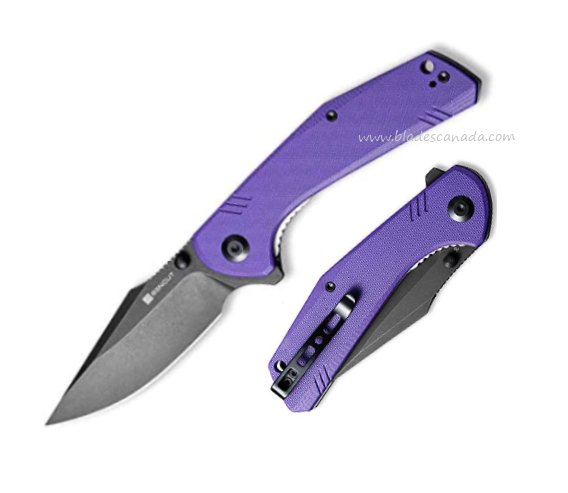 SENCUT Actium Flipper Folding Knife, D2 Stonewash, G10 Purple, SA02D - Click Image to Close