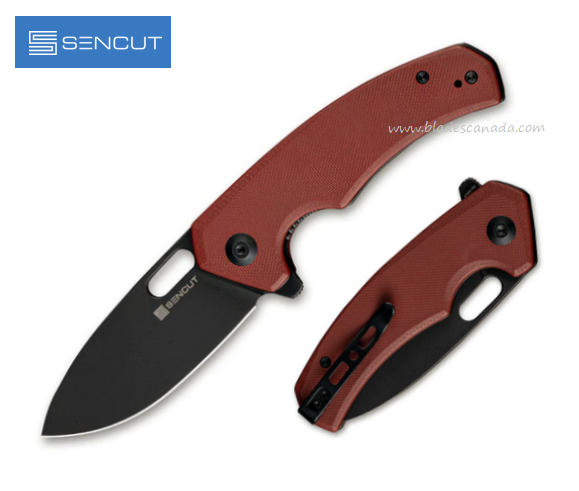 SENCUT Acumen Flipper Folding Knife, Black SW Blade, G10 Burgundy, SA06B