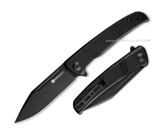 SENCUT Brazoria Flipper Folding Knife, D2 Black SW, G10 Black, SA12A