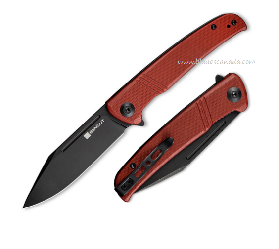 SENCUT Brazoria Flipper Folding Knife, D2 Black SW, G10 Burgundy, SA12C