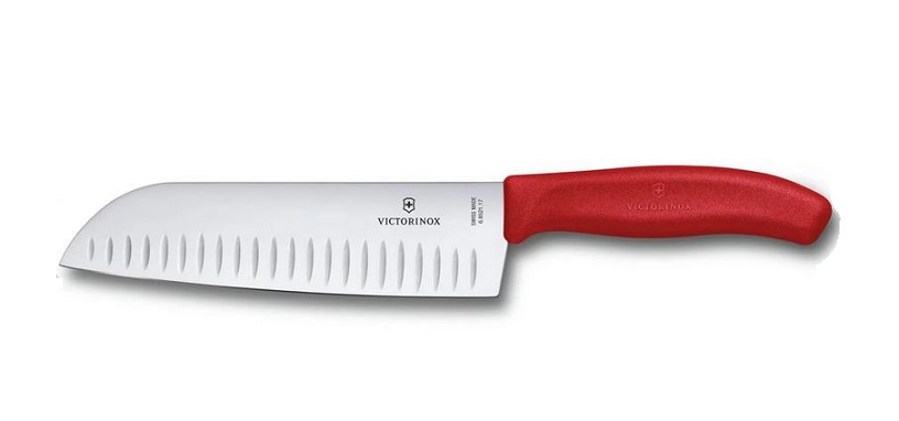 Victorinox Swiss Classic 7" Granton Santoku - Red