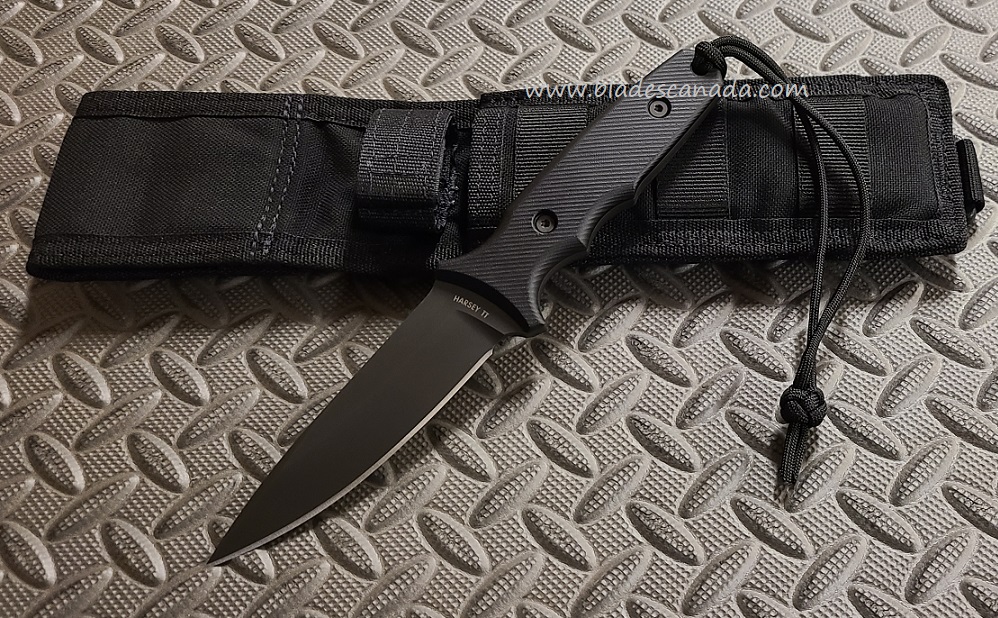 Spartan Blades Harsey Tactical Trout Fixed Blade Knife, S45VN Black, Micarta Black, Nylon Sheath