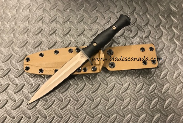 Spartan Blades Harsey Dagger Knife, CPM MagnaCut FDE, Micarta Black, Kydex Sheath