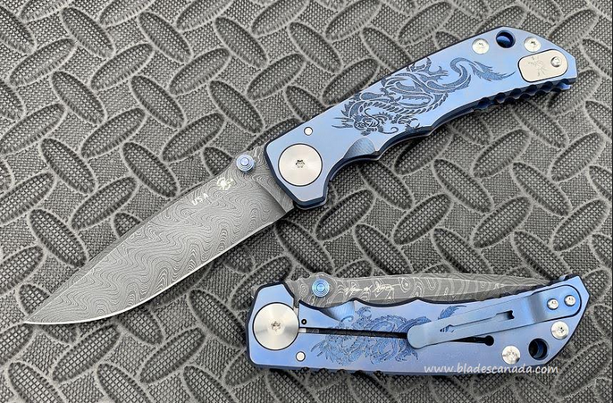 Spartan Blades Harsey Special Edition Folding Knife, Damascus, Blue Dragon