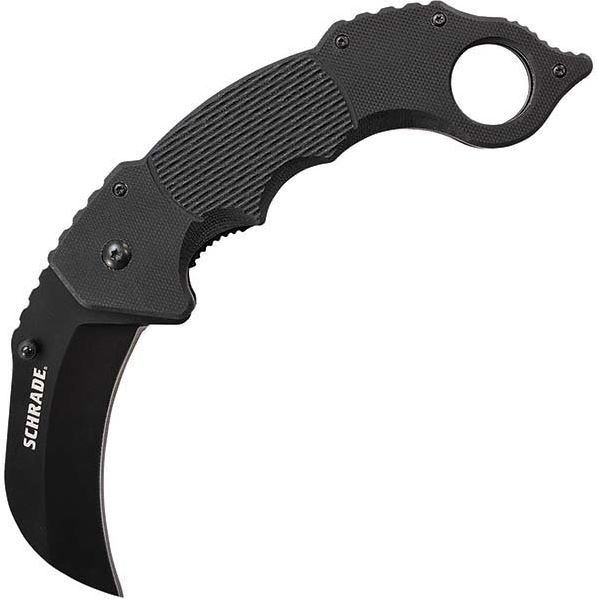 Schrade 110 Karambit Folding Knife, G10 Black, SCH110 - Click Image to Close