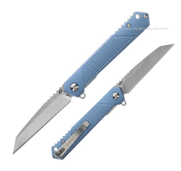 Schrade Inert Flipper Folding Knife, AUS10A, Aluminum Blue, 1159320