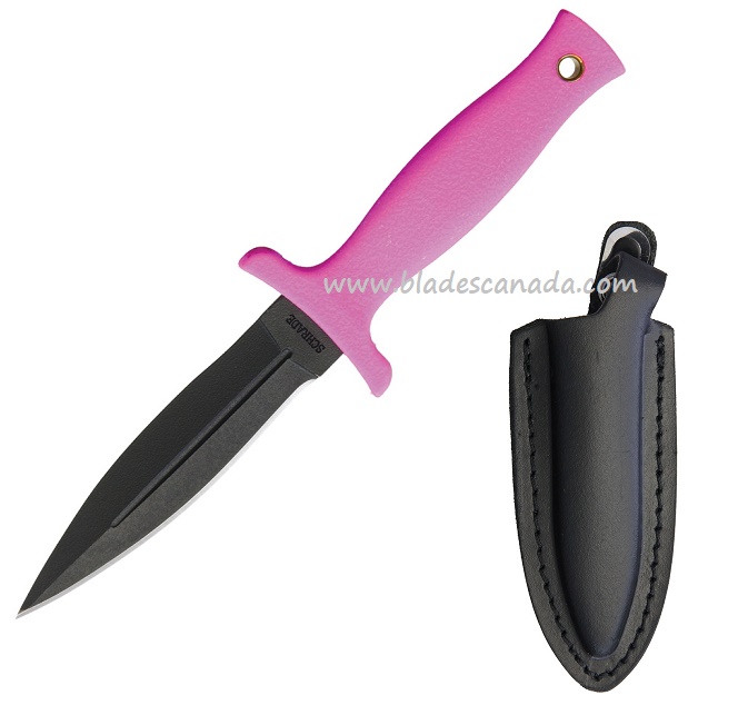 Schrade Boot Knife, Pink TPE Handle w/ Leather Sheath SCHF19HPF