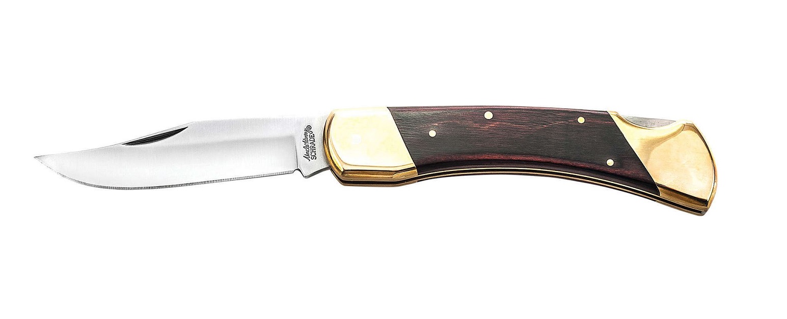 Schrade Uncle Henry Bear Paw Folder, Stainless, Wood Handle, SCHLB7