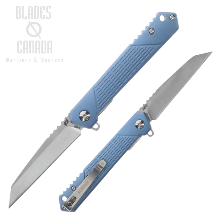Schrade Inert Flipper Folding Knife, AUS10A, Aluminum Blue, 1159320