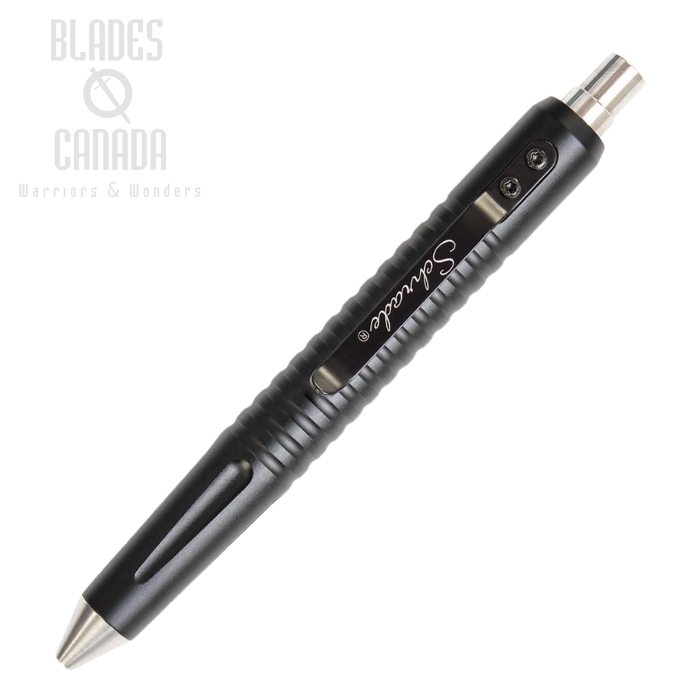 Schrade PEN9BK Push Button Pen Grooved, Aluminum Black