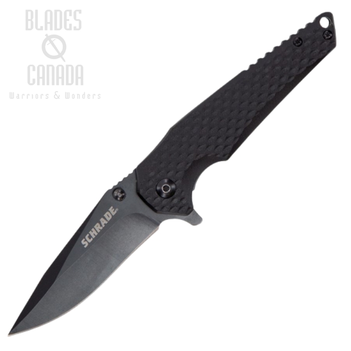 Schrade Fanatic Flipper Folding Knife, AUS 8 Black, G10 Black, 1136034