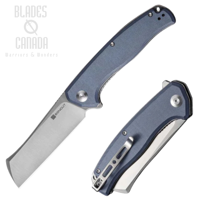 (image for) SENCUT Traxler Flipper Folding Knife, Satin Blade, G10 Neutral Blue, S20057C-2
