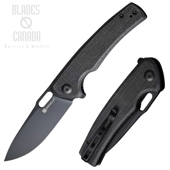 (image for) SENCUT Vesperon Flipper Folding Knife, Black Blade, Micarta Black, S20065-3