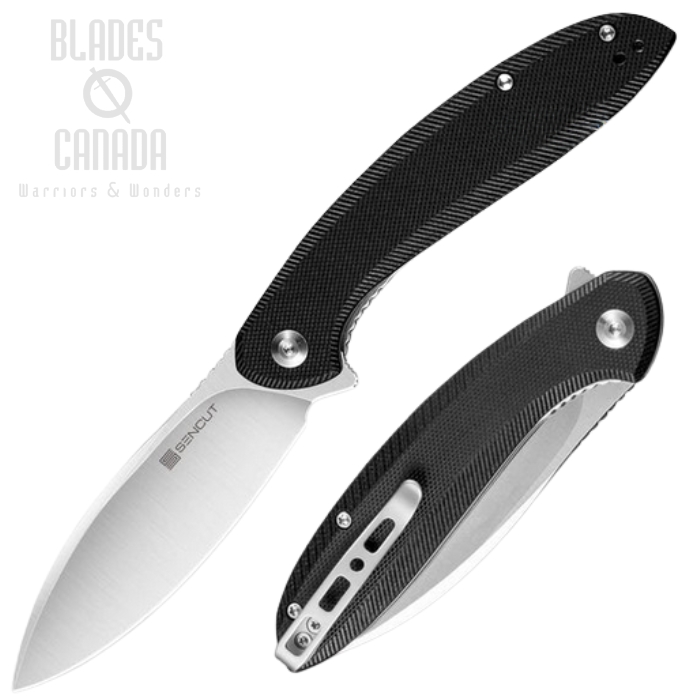 SENCUT San Angelo Flipper Folding Knife, Satin Blade, G10 Black, S21003-1 (image for) SENCUT San Angelo Flipper Folding Knife, Satin Blade, G10 Black, S21003-1