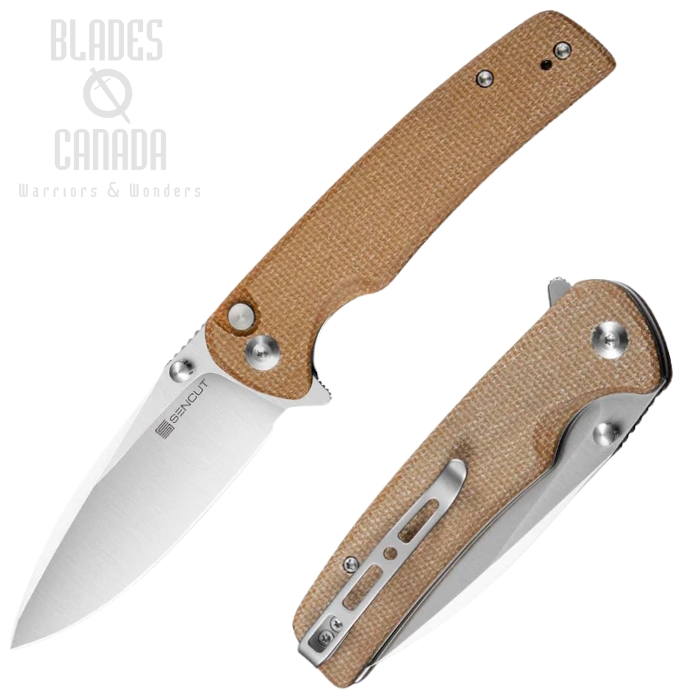 (image for) SENCUT Sachse Flipper Folding Knife, Satin Blade, Micarta Brown, S21007-3