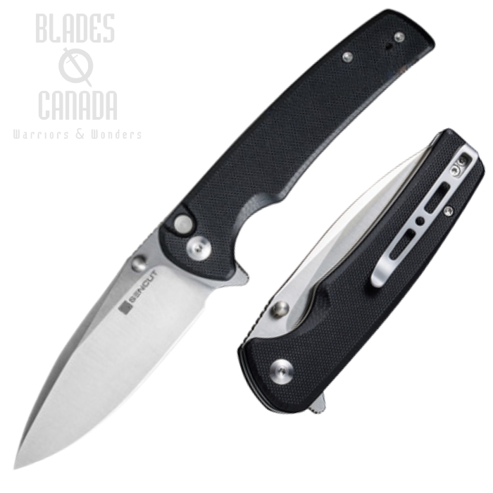 (image for) SENCUT Sachse Flipper Button Lock Knife, Satin Blade, G10 Black, S21007-5