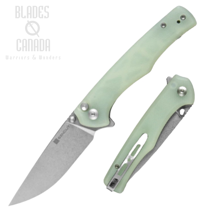 (image for) SENCUT Crowley Flipper Button Lock Knife, D2 SW, G10 Natural, S21012-1
