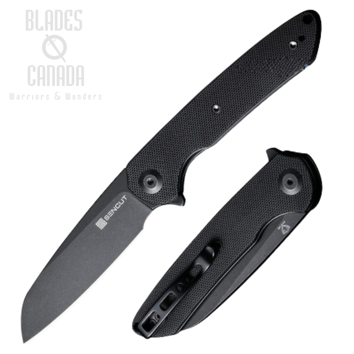 (image for) SENCUT Kyril Flipper Folding Knife, Black SW Blade, G10 Black, S22001-1