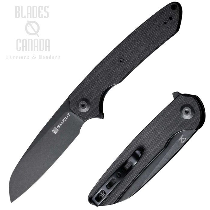 (image for) SENCUT Kyril Flipper Folding Knife, Black SW, Micarta Black, S22001-3