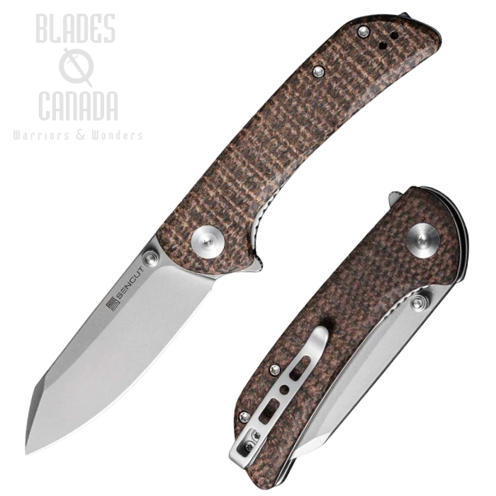 SENCUT Fritch Flipper Folding Knife, SW Blade, Brown Matrix Micarta, S22014-3 (image for) SENCUT Fritch Flipper Folding Knife, SW Blade, Brown Matrix Micarta, S22014-3
