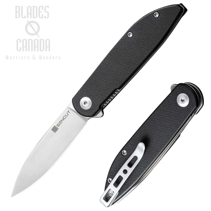 (image for) SENCUT Bocll II Flipper Folding Knife, D2 Satin, G10 Black, S22019-1