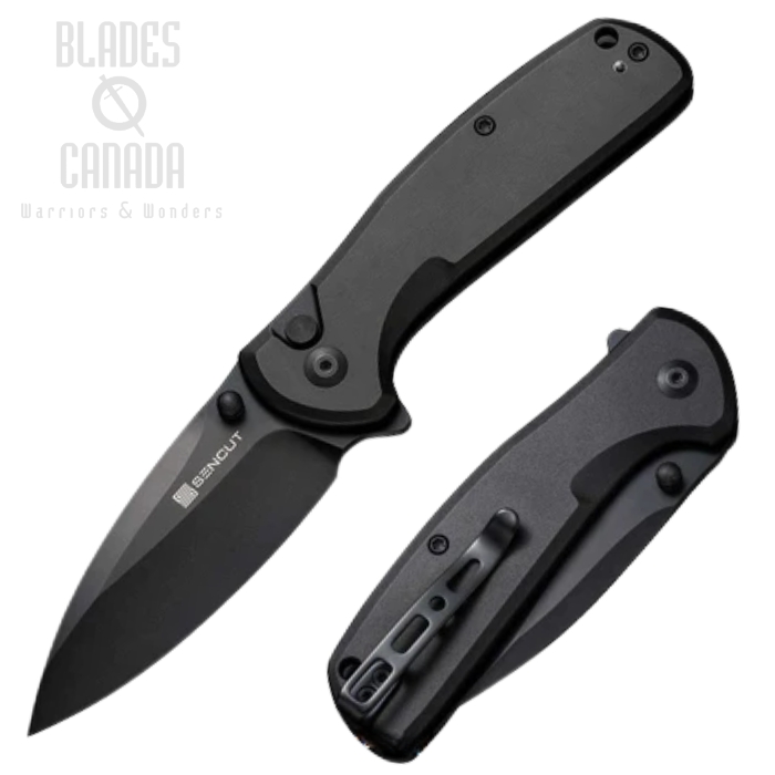 (image for) Sencut ArcBlast Flipper Button Lock Knife, Black Blade, Aluminum Black, S22043B-1