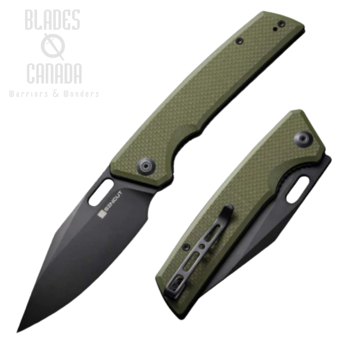 (image for) SENCUT GlideStrike Folding Knife, Black Blade, G10 OD Green, S23018-3