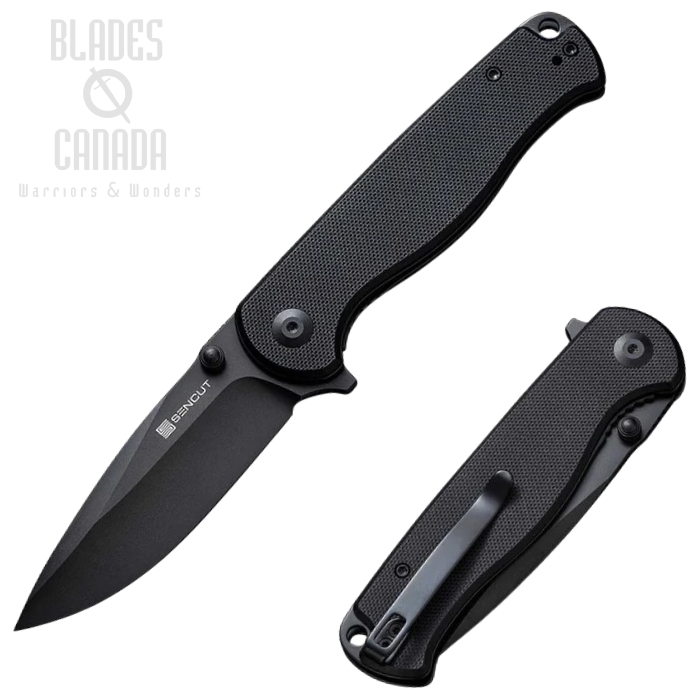 (image for) SENCUT Errant Flipper Folding Knife, Black Blade, Black G10, S23054B-1