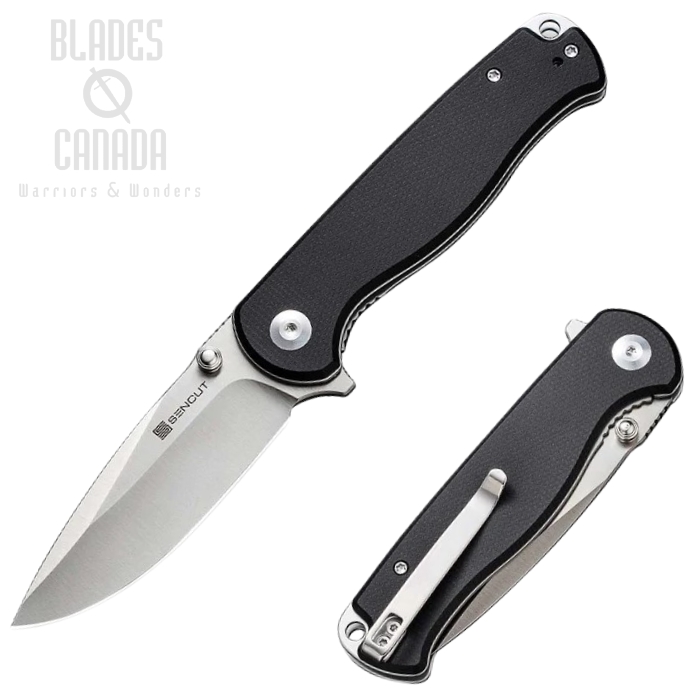 SENCUT Errant Flipper Folding Knife, Satin Blade, Black Canvas Micarta, S23054B-3 (image for) SENCUT Errant Flipper Folding Knife, Satin Blade, Black Canvas Micarta, S23054B-3