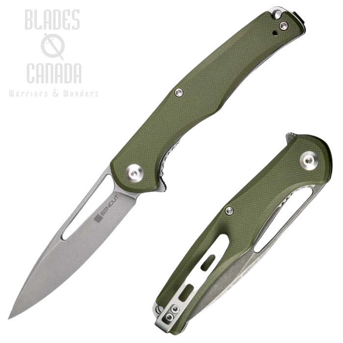 SENCUT Citius Flipper Folding Knife, Stonewash Blade, G10 OD Green, SA01A (image for) SENCUT Citius Flipper Folding Knife, Stonewash Blade, G10 OD Green, SA01A