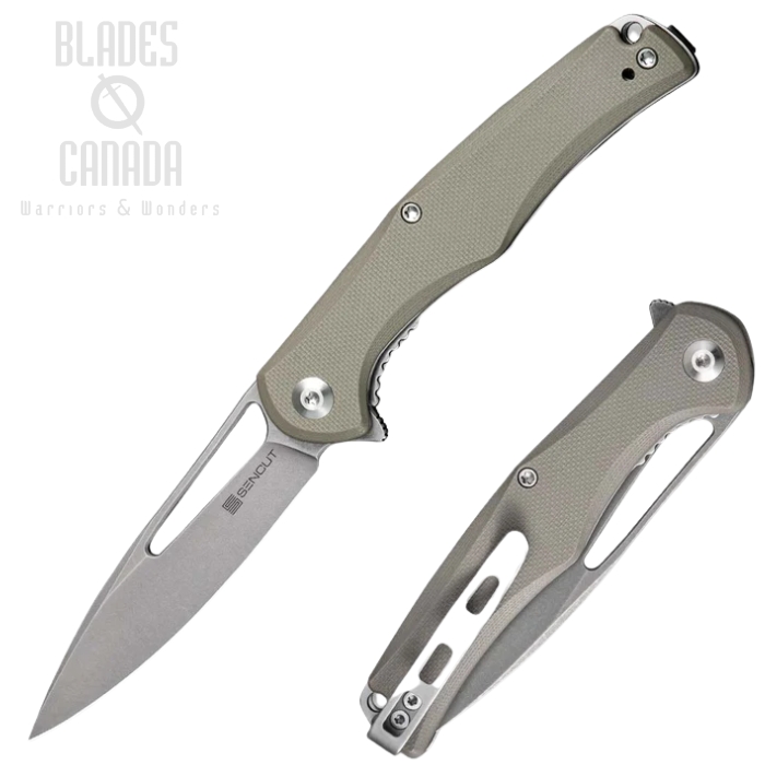 (image for) SENCUT Citius Flipper Folding Knife, Stonewash Blade, G10 Tan, SA01B