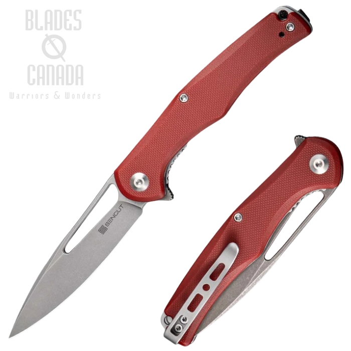 (image for) SENCUT Citius Flipper Folding Knife, Stonewash Blade, G10 Burgundy, SA01E