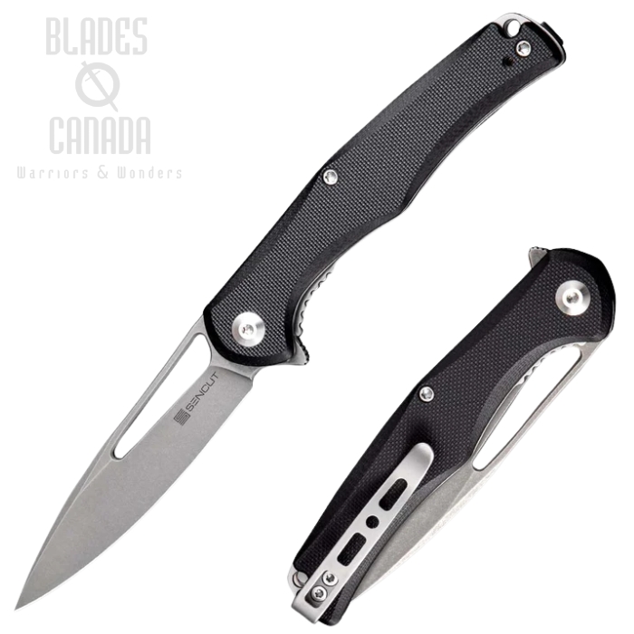 (image for) SENCUT Citius Flipper Folding Knife, Stonewash Blade, G10 Black, SA01F