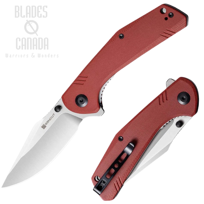 (image for) SENCUT Actium Flipper Folding Knife, D2 Satin, G10 Burgundy, SA02A