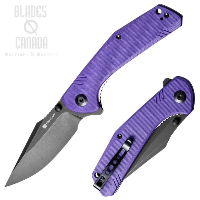 (image for) SENCUT Actium Flipper Folding Knife, D2 Stonewash, G10 Purple, SA02D