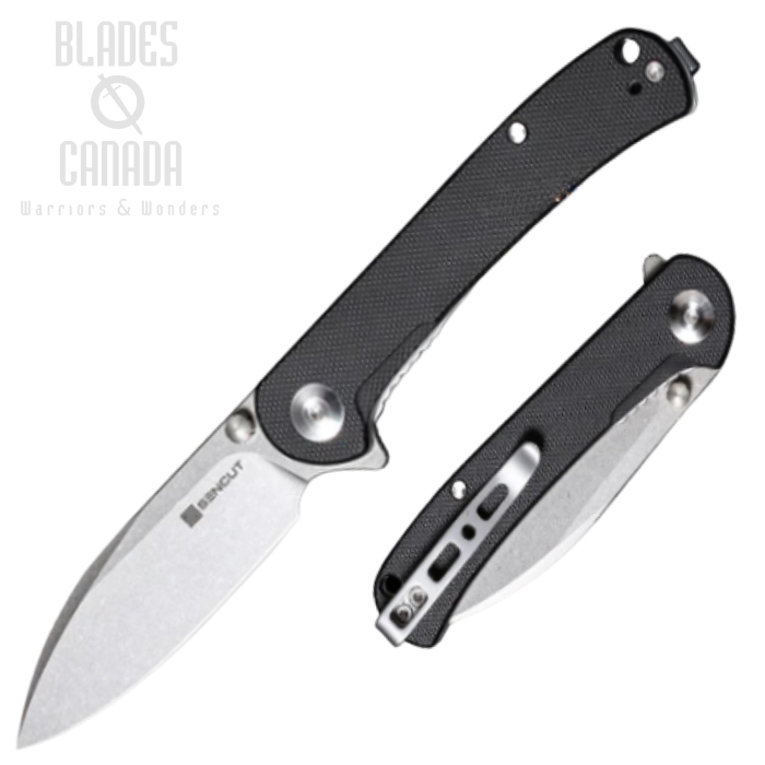 (image for) SENCUT Scepter Flipper Folding Knife, Stonewash Blade, G10 Black, SA03B