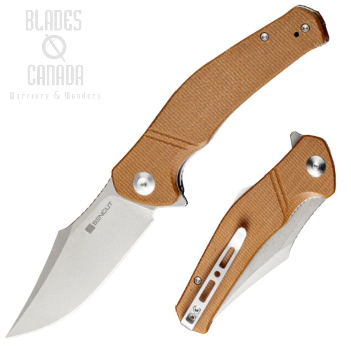 (image for) SENCUT Episode Flipper Folding Knife, Stonewash Blade, Micarta Tan, SA04D