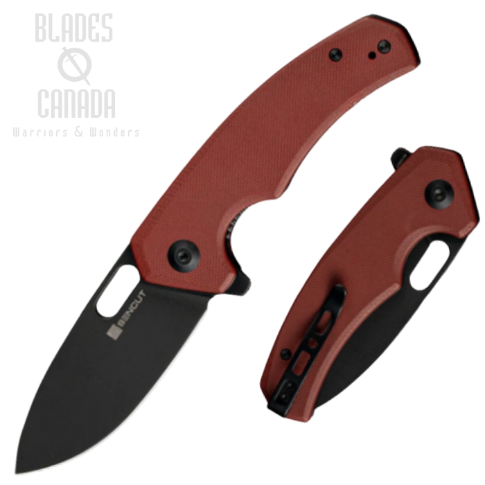 (image for) SENCUT Acumen Flipper Folding Knife, Black SW Blade, G10 Burgundy, SA06B