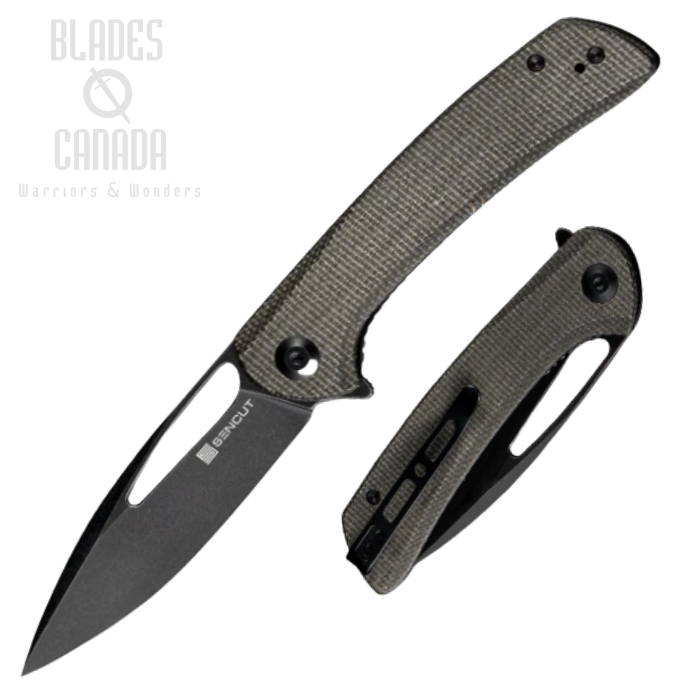(image for) SENCUT Honoris Flipper Folding Knife, Black Stonewash, Micarta Gray, SA07B
