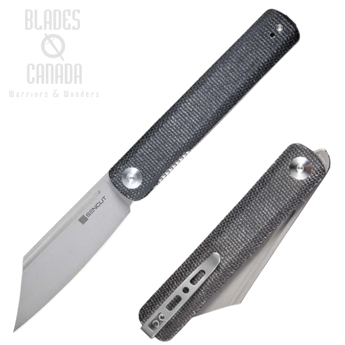 (image for) SENCUT Bronte Flipper Folding Knife, Stonewash Blade, Micarta Black, SA08A