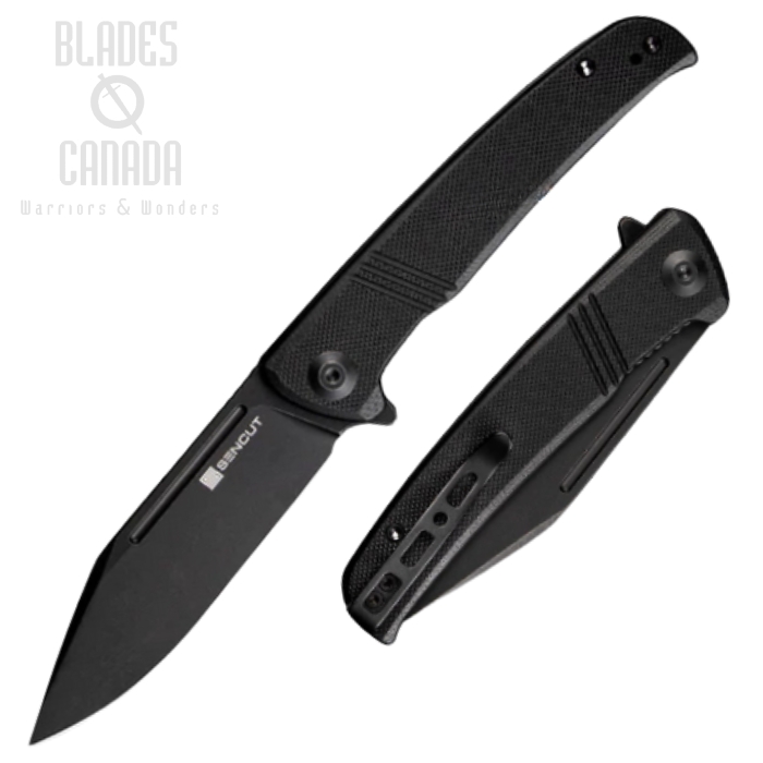 (image for) SENCUT Brazoria Flipper Folding Knife, D2 Black SW, G10 Black, SA12A