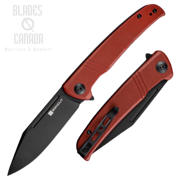 (image for) SENCUT Brazoria Flipper Folding Knife, D2 Black SW, G10 Burgundy, SA12C