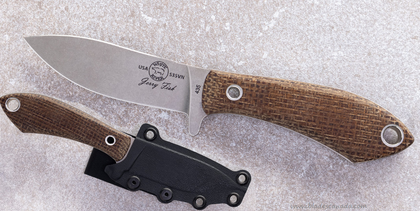 White River Sendero Pack Fixed Blade Knife, CPM S35VN, Micarta Burlap, WRJF-PAC-BBL