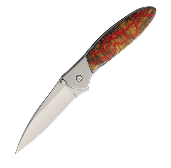 Santa Fe Stoneworks Kershaw Leek, Assisted Opening, Spalted Beech Wood/Red Coral Vein - Click Image to Close