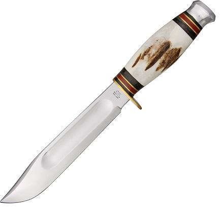 Sheffield Large Stag Bowie Fixed Blade Knife, Leather Sheath, SHE002 - Click Image to Close