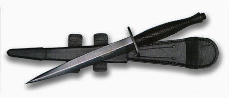Sheffield Fairbairn-Sykes Commando Dagger Fixed Blade Knife, Carbon Black, SHE006