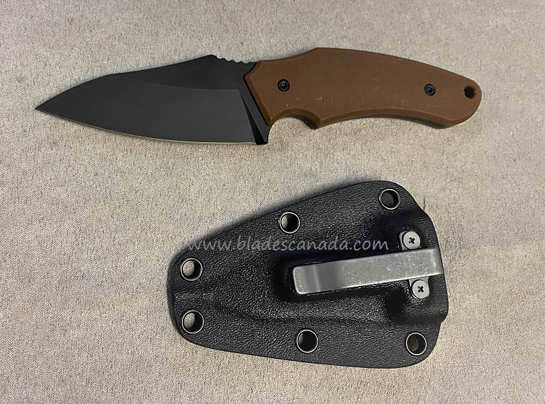 Hoback Shepherd Fixed Blade Knife, CPM 20CV Black SW, G10 Brown